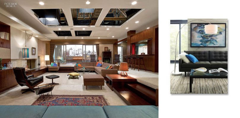 Left: Interior Design Magazine. Don Draper's NYC apartment. Photography by Eric Laignel. Right: Crate and Barrel's March spring collection 2015.
